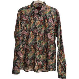 Jared Lang After Hours Size Large Paisley Colorful Button Down Shirt